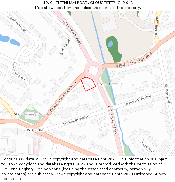 12, CHELTENHAM ROAD, GLOUCESTER, GL2 0LR: Location map and indicative extent of plot