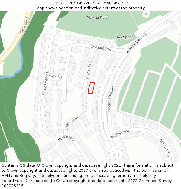 12, CHERRY GROVE, SEAHAM, SR7 7RR: Location map and indicative extent of plot