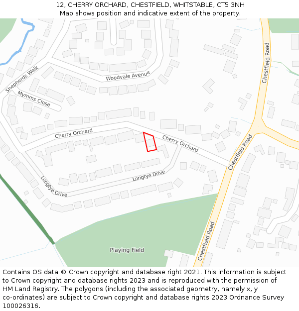 12, CHERRY ORCHARD, CHESTFIELD, WHITSTABLE, CT5 3NH: Location map and indicative extent of plot