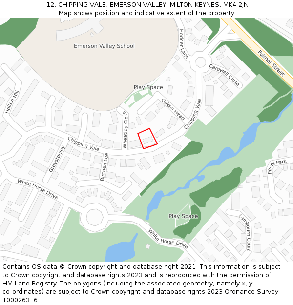 12, CHIPPING VALE, EMERSON VALLEY, MILTON KEYNES, MK4 2JN: Location map and indicative extent of plot