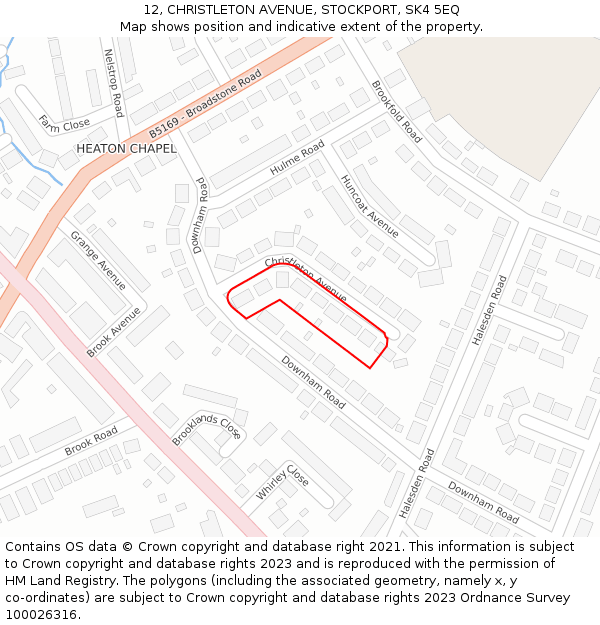 12, CHRISTLETON AVENUE, STOCKPORT, SK4 5EQ: Location map and indicative extent of plot