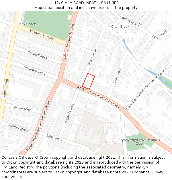 12, CIMLA ROAD, NEATH, SA11 3PP: Location map and indicative extent of plot