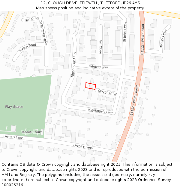 12, CLOUGH DRIVE, FELTWELL, THETFORD, IP26 4AS: Location map and indicative extent of plot