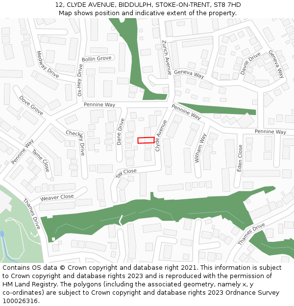 12, CLYDE AVENUE, BIDDULPH, STOKE-ON-TRENT, ST8 7HD: Location map and indicative extent of plot
