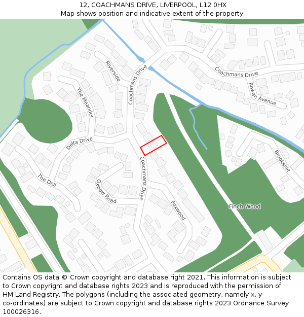 12, COACHMANS DRIVE, LIVERPOOL, L12 0HX: Location map and indicative extent of plot