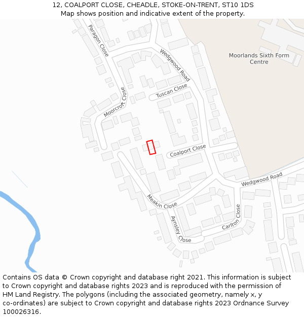 12, COALPORT CLOSE, CHEADLE, STOKE-ON-TRENT, ST10 1DS: Location map and indicative extent of plot