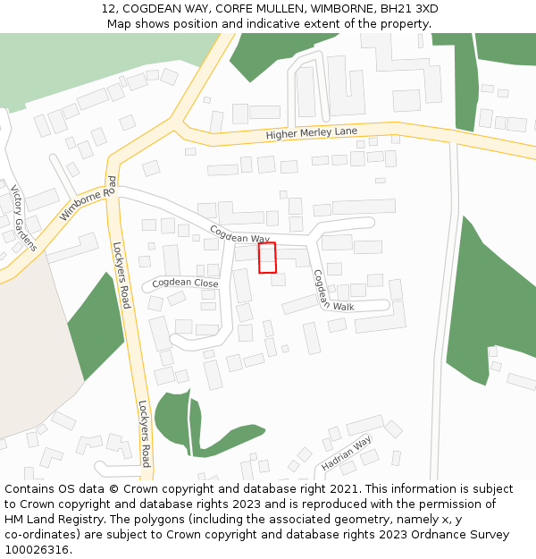 12, COGDEAN WAY, CORFE MULLEN, WIMBORNE, BH21 3XD: Location map and indicative extent of plot