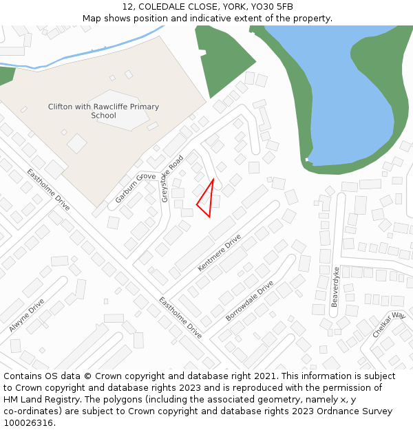 12, COLEDALE CLOSE, YORK, YO30 5FB: Location map and indicative extent of plot