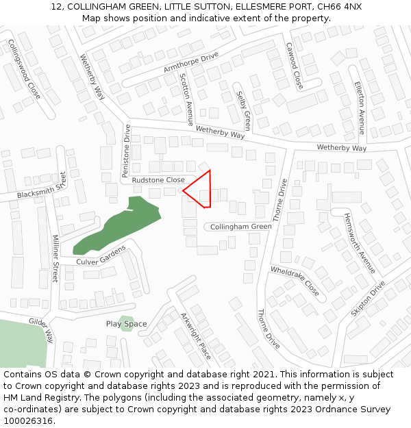 12, COLLINGHAM GREEN, LITTLE SUTTON, ELLESMERE PORT, CH66 4NX: Location map and indicative extent of plot