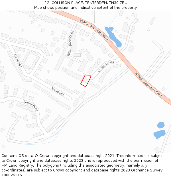 12, COLLISON PLACE, TENTERDEN, TN30 7BU: Location map and indicative extent of plot
