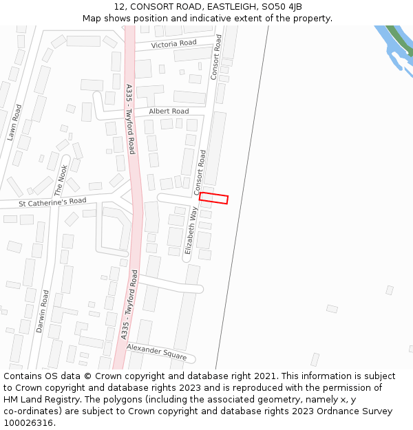 12, CONSORT ROAD, EASTLEIGH, SO50 4JB: Location map and indicative extent of plot