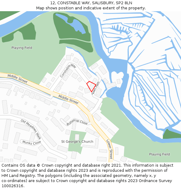 12, CONSTABLE WAY, SALISBURY, SP2 8LN: Location map and indicative extent of plot