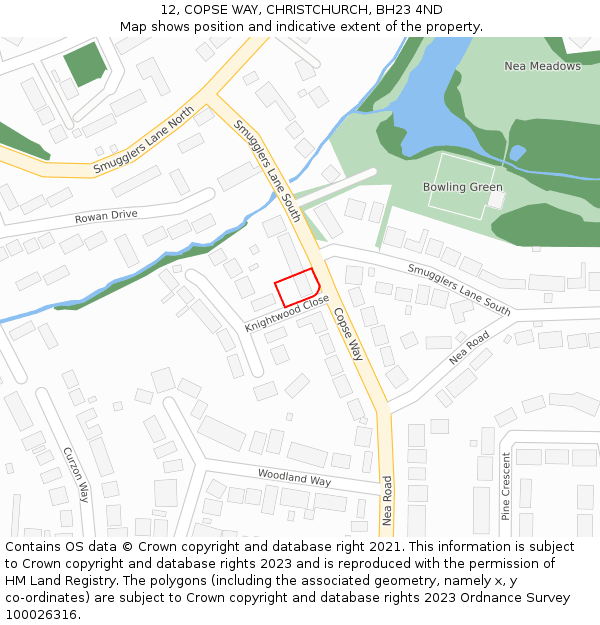 12, COPSE WAY, CHRISTCHURCH, BH23 4ND: Location map and indicative extent of plot