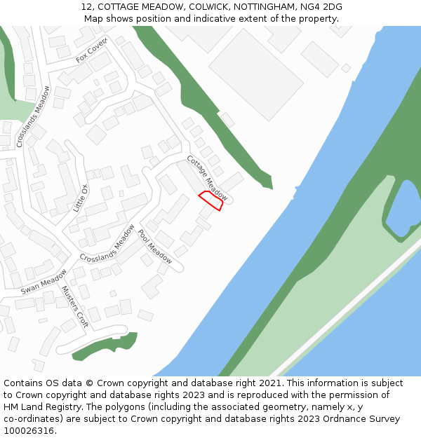 12, COTTAGE MEADOW, COLWICK, NOTTINGHAM, NG4 2DG: Location map and indicative extent of plot
