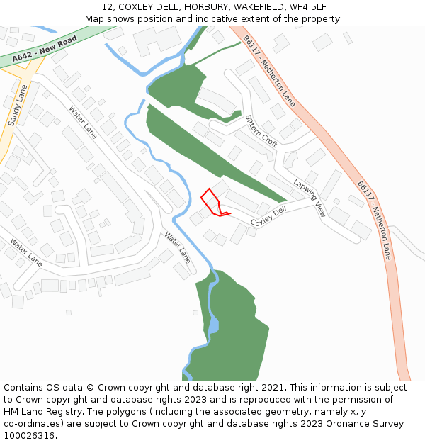 12, COXLEY DELL, HORBURY, WAKEFIELD, WF4 5LF: Location map and indicative extent of plot