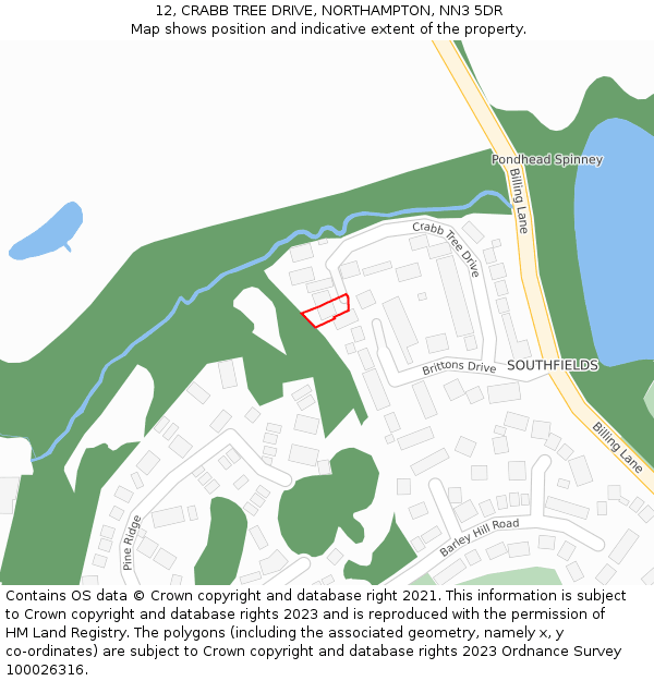 12, CRABB TREE DRIVE, NORTHAMPTON, NN3 5DR: Location map and indicative extent of plot