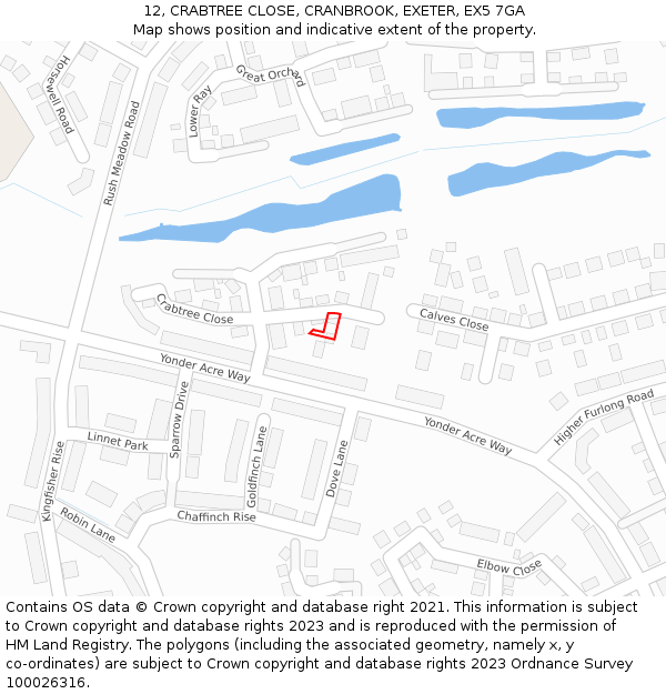 12, CRABTREE CLOSE, CRANBROOK, EXETER, EX5 7GA: Location map and indicative extent of plot