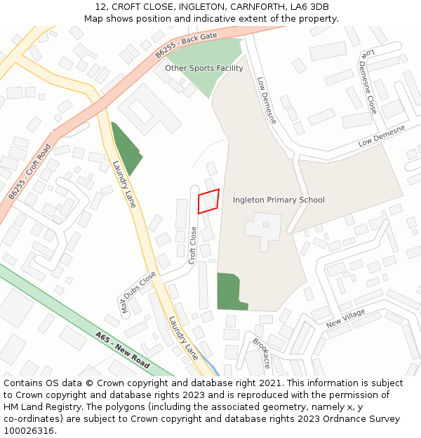 12, CROFT CLOSE, INGLETON, CARNFORTH, LA6 3DB: Location map and indicative extent of plot