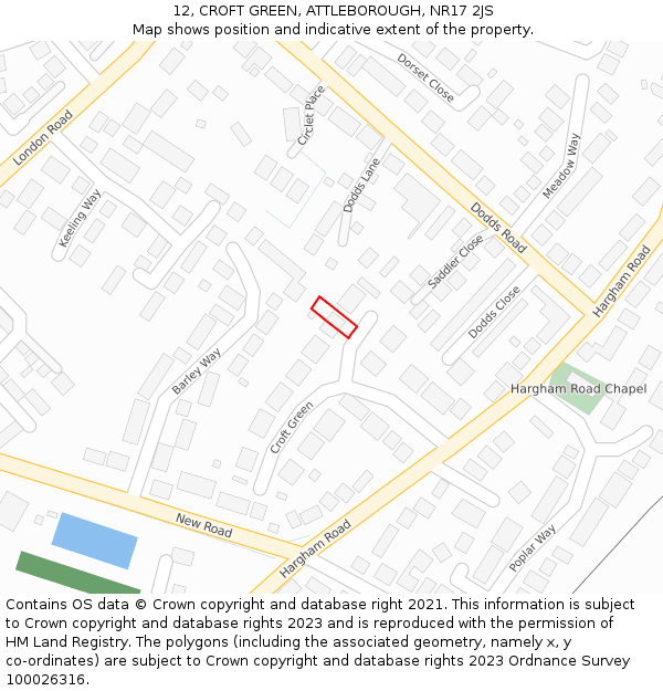 12, CROFT GREEN, ATTLEBOROUGH, NR17 2JS: Location map and indicative extent of plot