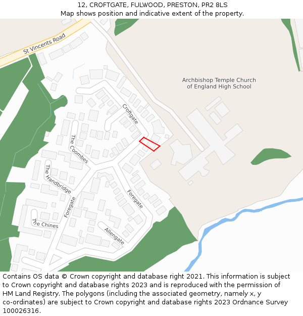 12, CROFTGATE, FULWOOD, PRESTON, PR2 8LS: Location map and indicative extent of plot