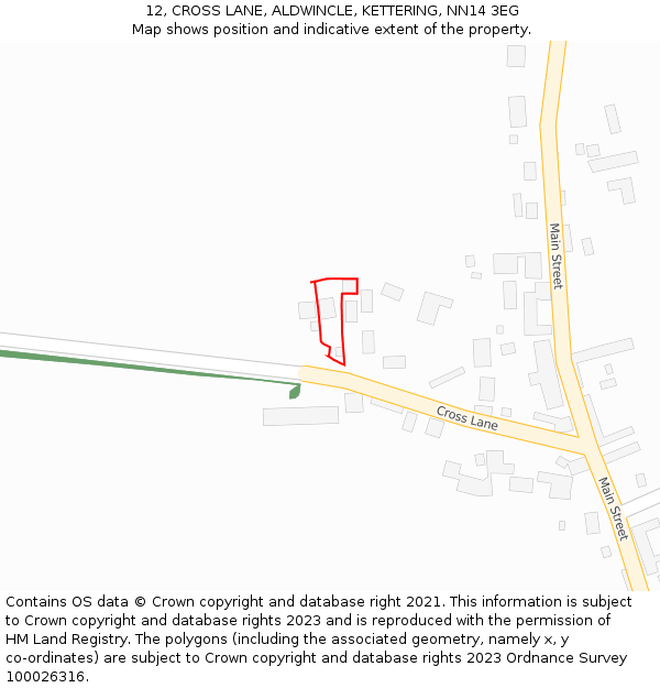 12, CROSS LANE, ALDWINCLE, KETTERING, NN14 3EG: Location map and indicative extent of plot