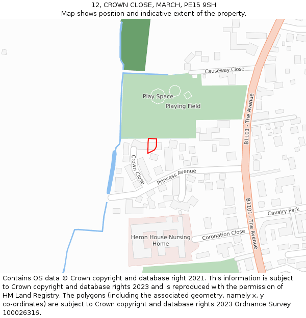 12, CROWN CLOSE, MARCH, PE15 9SH: Location map and indicative extent of plot