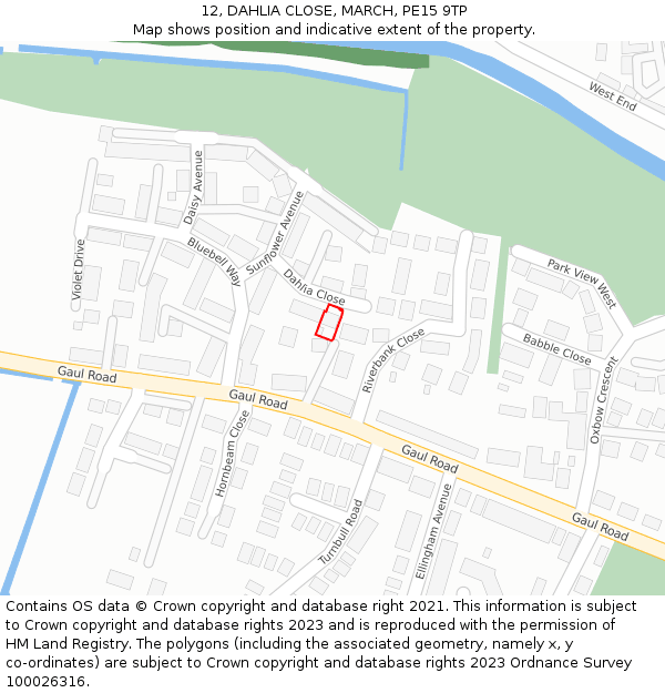 12, DAHLIA CLOSE, MARCH, PE15 9TP: Location map and indicative extent of plot