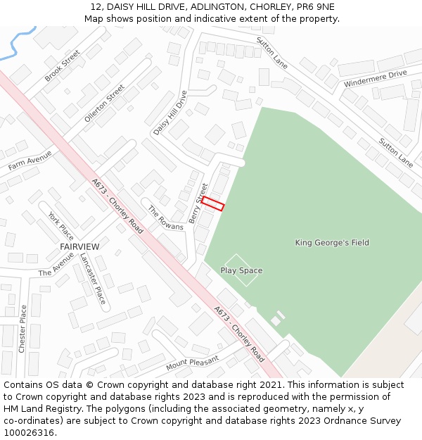 12, DAISY HILL DRIVE, ADLINGTON, CHORLEY, PR6 9NE: Location map and indicative extent of plot