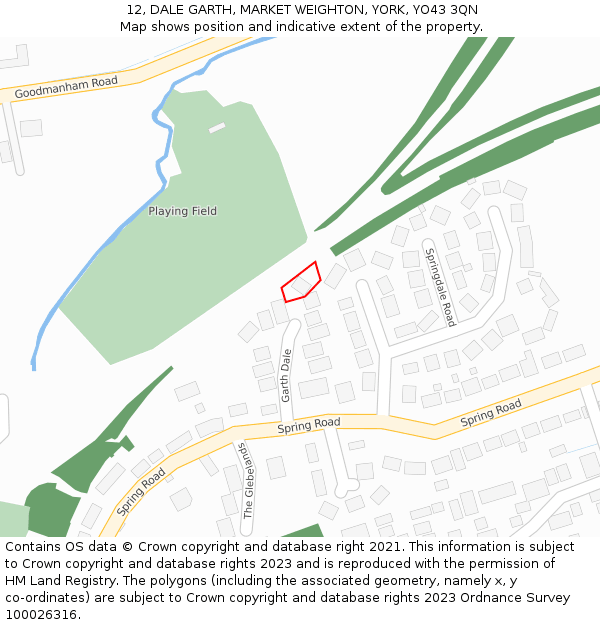 12, DALE GARTH, MARKET WEIGHTON, YORK, YO43 3QN: Location map and indicative extent of plot