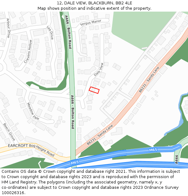 12, DALE VIEW, BLACKBURN, BB2 4LE: Location map and indicative extent of plot