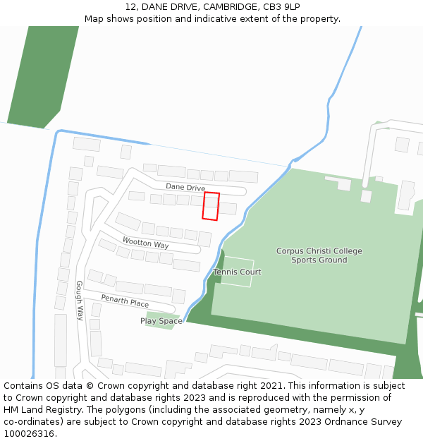 12, DANE DRIVE, CAMBRIDGE, CB3 9LP: Location map and indicative extent of plot