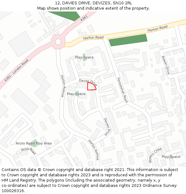 12, DAVIES DRIVE, DEVIZES, SN10 2RL: Location map and indicative extent of plot