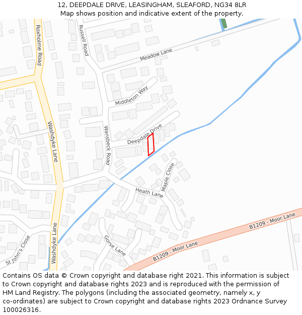 12, DEEPDALE DRIVE, LEASINGHAM, SLEAFORD, NG34 8LR: Location map and indicative extent of plot