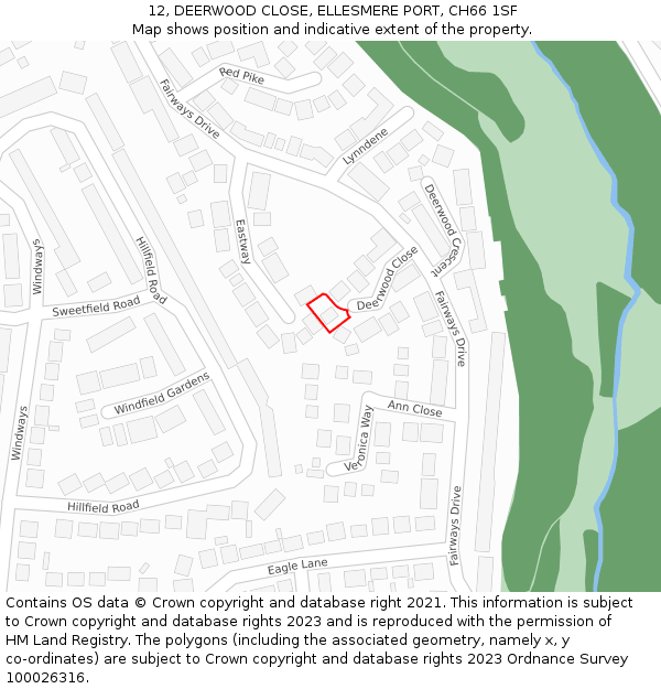 12, DEERWOOD CLOSE, ELLESMERE PORT, CH66 1SF: Location map and indicative extent of plot