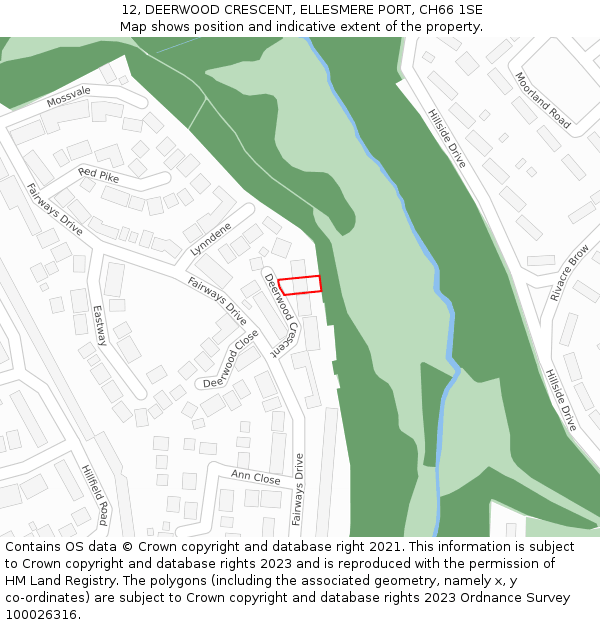 12, DEERWOOD CRESCENT, ELLESMERE PORT, CH66 1SE: Location map and indicative extent of plot