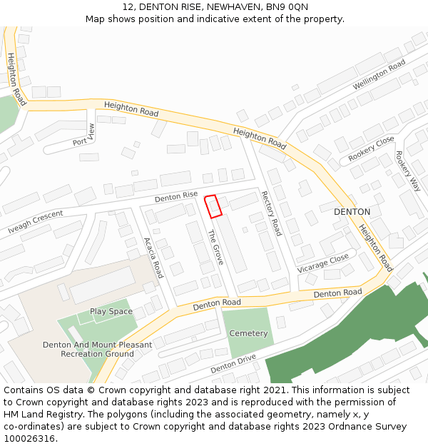 12, DENTON RISE, NEWHAVEN, BN9 0QN: Location map and indicative extent of plot