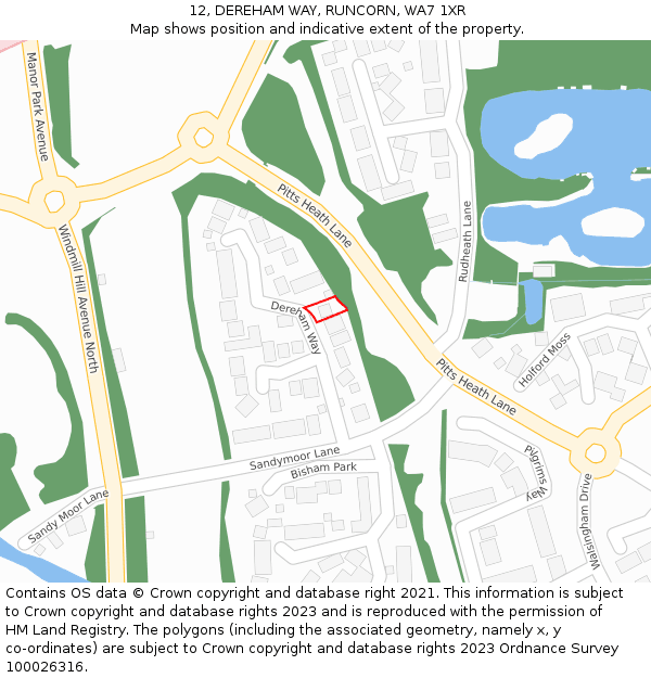 12, DEREHAM WAY, RUNCORN, WA7 1XR: Location map and indicative extent of plot