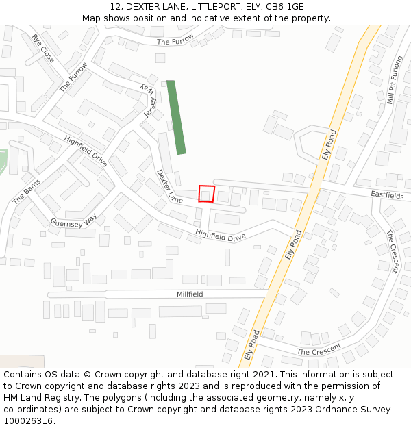 12, DEXTER LANE, LITTLEPORT, ELY, CB6 1GE: Location map and indicative extent of plot