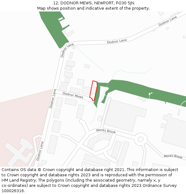 12, DODNOR MEWS, NEWPORT, PO30 5JN: Location map and indicative extent of plot