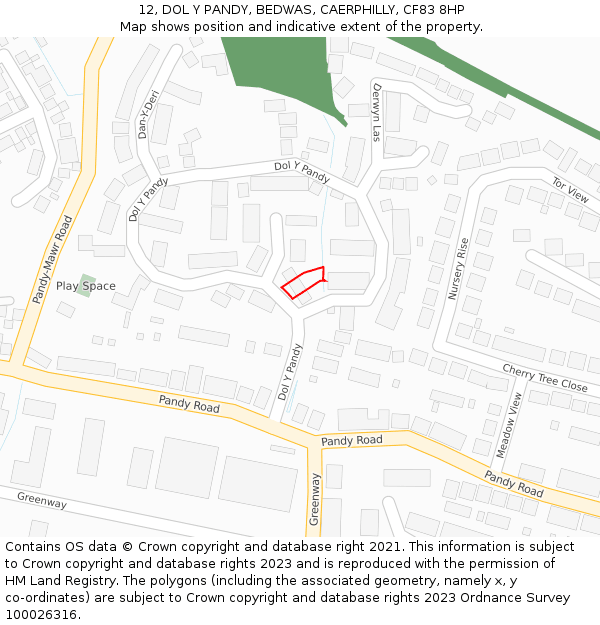 12, DOL Y PANDY, BEDWAS, CAERPHILLY, CF83 8HP: Location map and indicative extent of plot