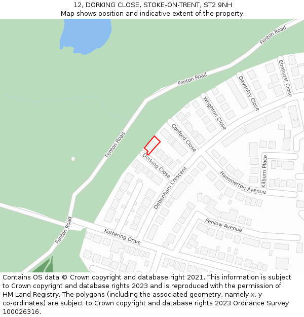 12, DORKING CLOSE, STOKE-ON-TRENT, ST2 9NH: Location map and indicative extent of plot