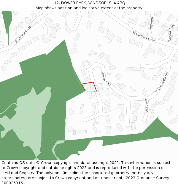 12, DOWER PARK, WINDSOR, SL4 4BQ: Location map and indicative extent of plot