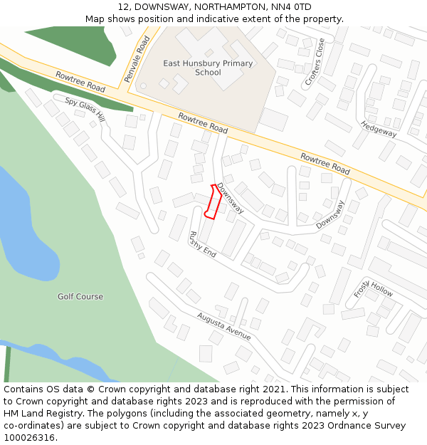 12, DOWNSWAY, NORTHAMPTON, NN4 0TD: Location map and indicative extent of plot
