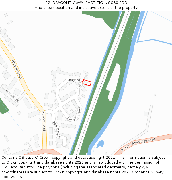 12, DRAGONFLY WAY, EASTLEIGH, SO50 4DD: Location map and indicative extent of plot