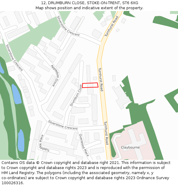 12, DRUMBURN CLOSE, STOKE-ON-TRENT, ST6 6XG: Location map and indicative extent of plot