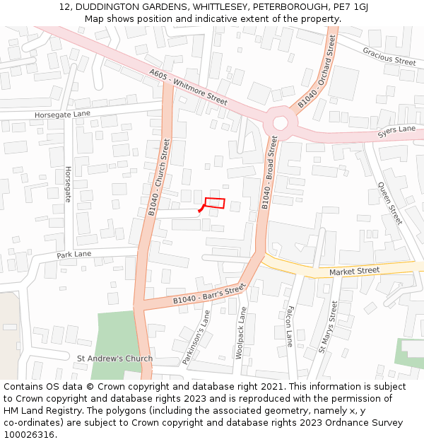 12, DUDDINGTON GARDENS, WHITTLESEY, PETERBOROUGH, PE7 1GJ: Location map and indicative extent of plot