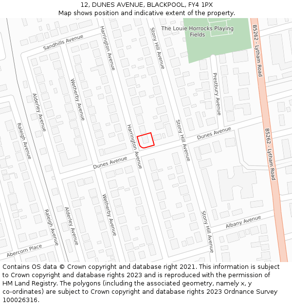 12, DUNES AVENUE, BLACKPOOL, FY4 1PX: Location map and indicative extent of plot