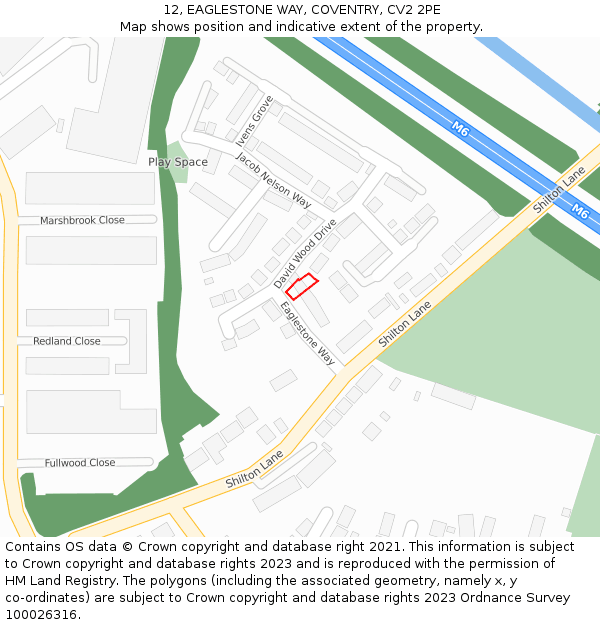 12, EAGLESTONE WAY, COVENTRY, CV2 2PE: Location map and indicative extent of plot