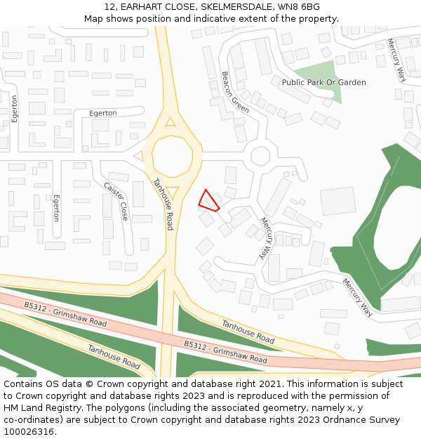 12, EARHART CLOSE, SKELMERSDALE, WN8 6BG: Location map and indicative extent of plot