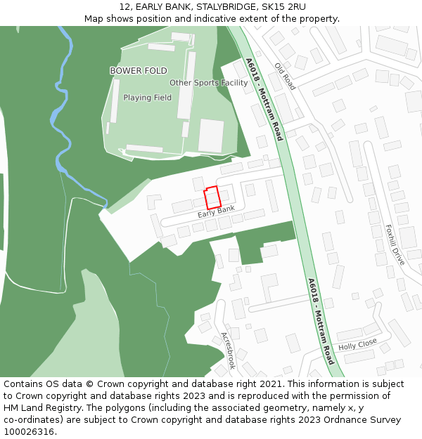 12, EARLY BANK, STALYBRIDGE, SK15 2RU: Location map and indicative extent of plot